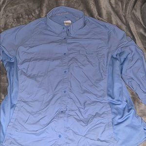 columbia sportswear light blue button up flannel